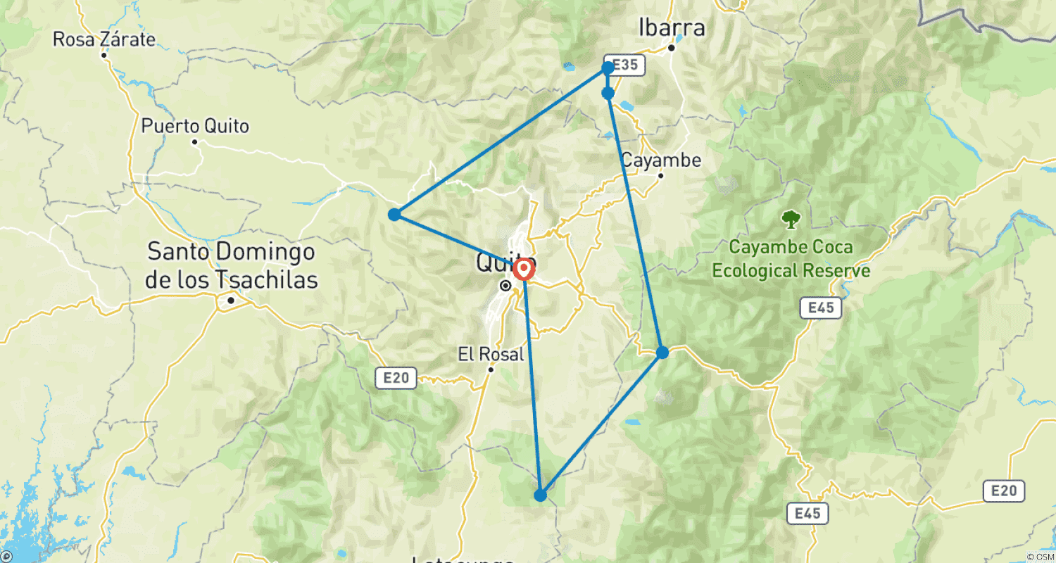 Mapa trasy: Ecuador Explorer - 7 days