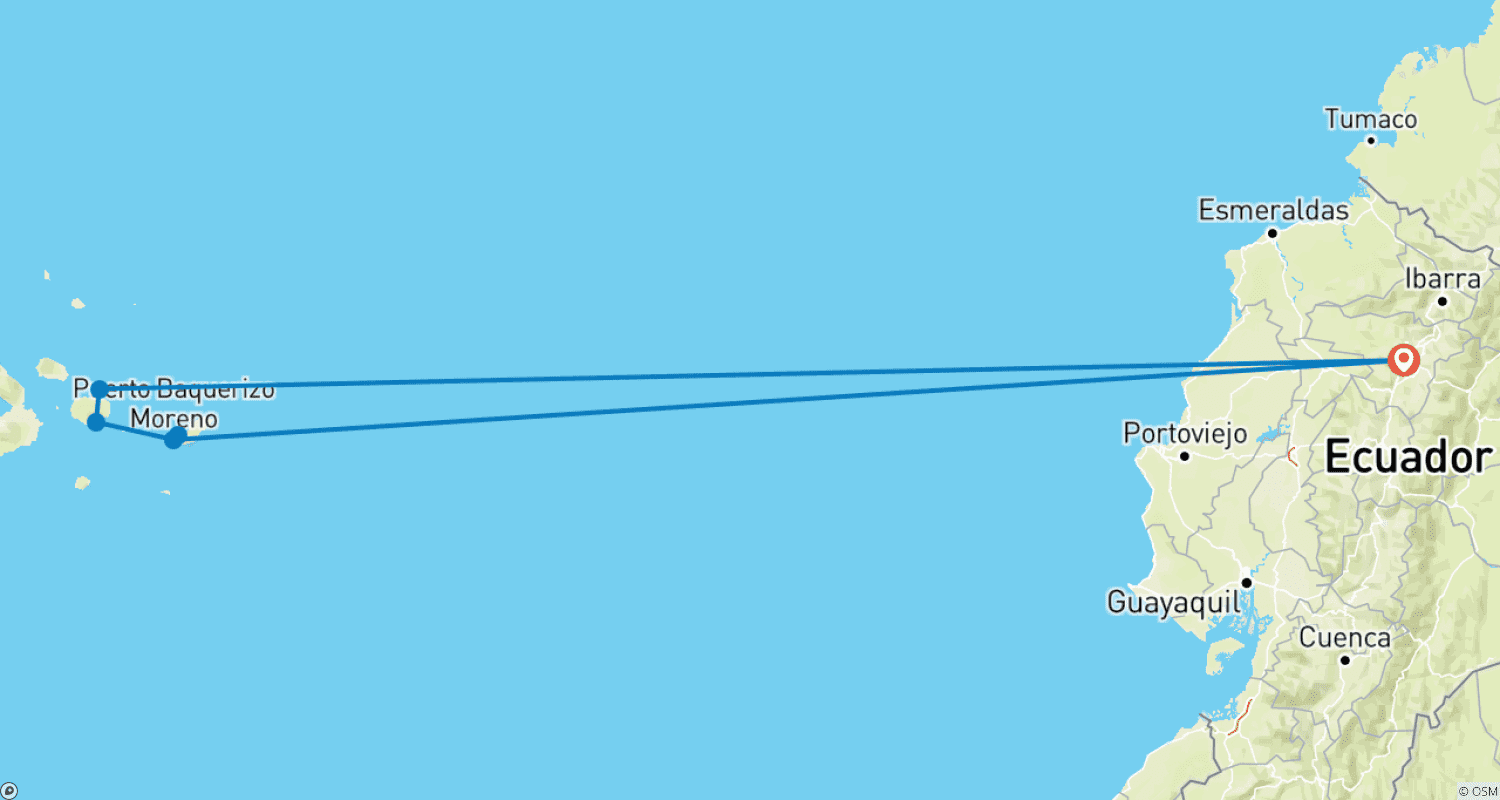 Mapa do percurso de Explorador das Ilhas Galápagos - 7 dias