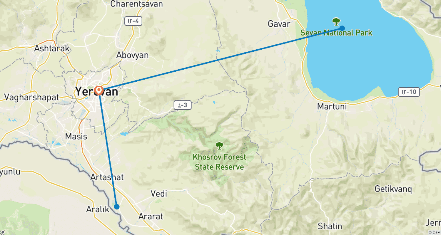 Mapa trasy: 4-dniowe najważniejsze atrakcje Armenii: Krótka, ale słodka podróż
