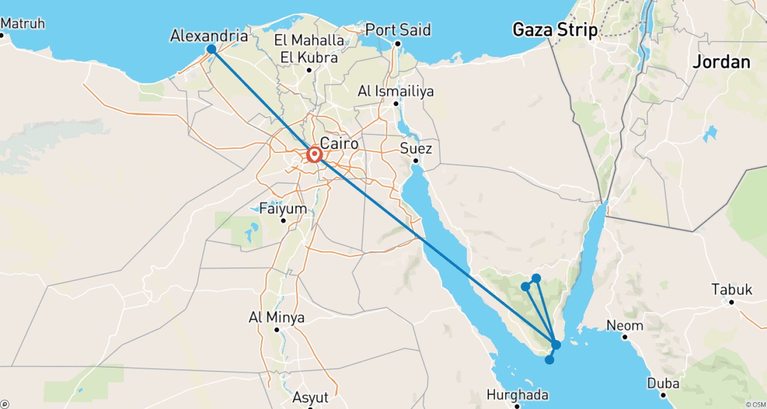 خريطة مسار Magical Egypt Pyramids and Red Sea Sharm El Sheikh - 8 Days