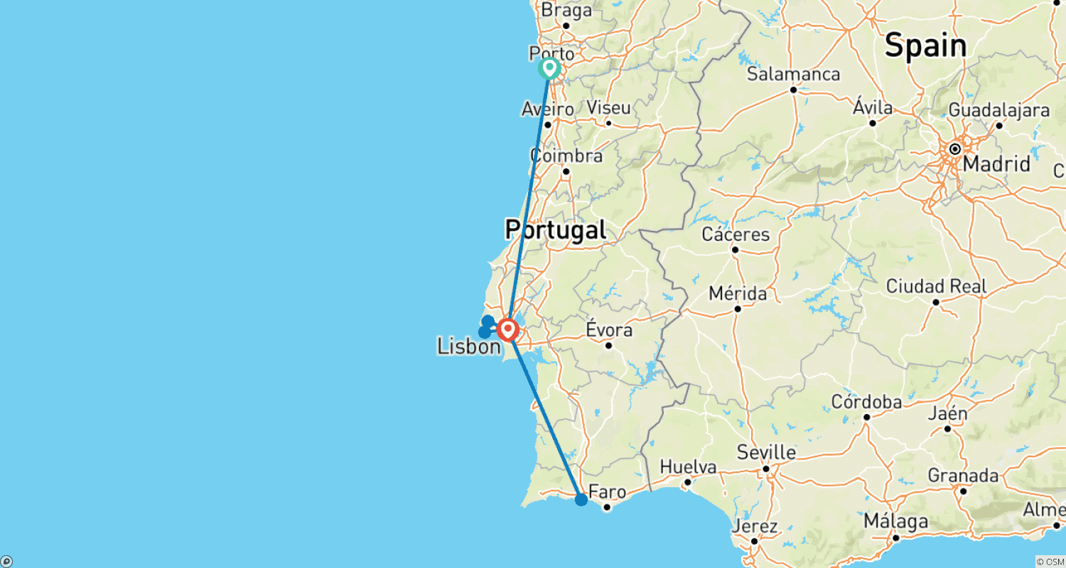 خريطة مسار Portugal by train and the Algarve