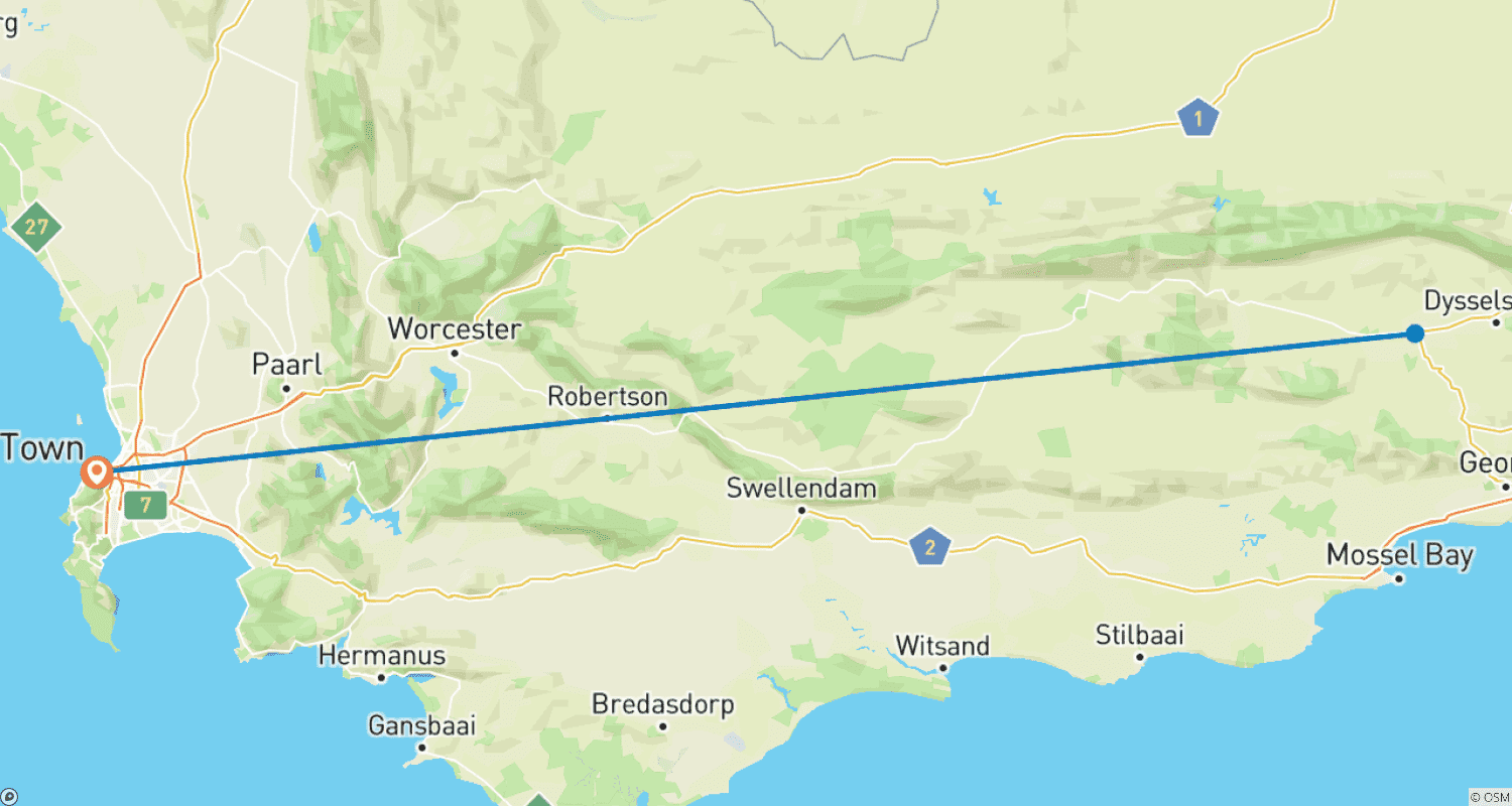 خريطة مسار 2-Day Scenic Garden Route Safari from Cape Town