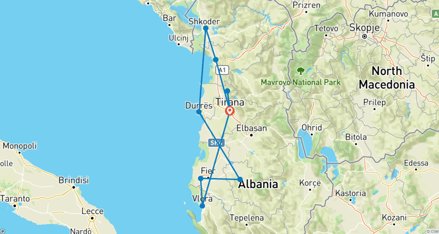 خريطة مسار Albania's Highlights in 6 Days