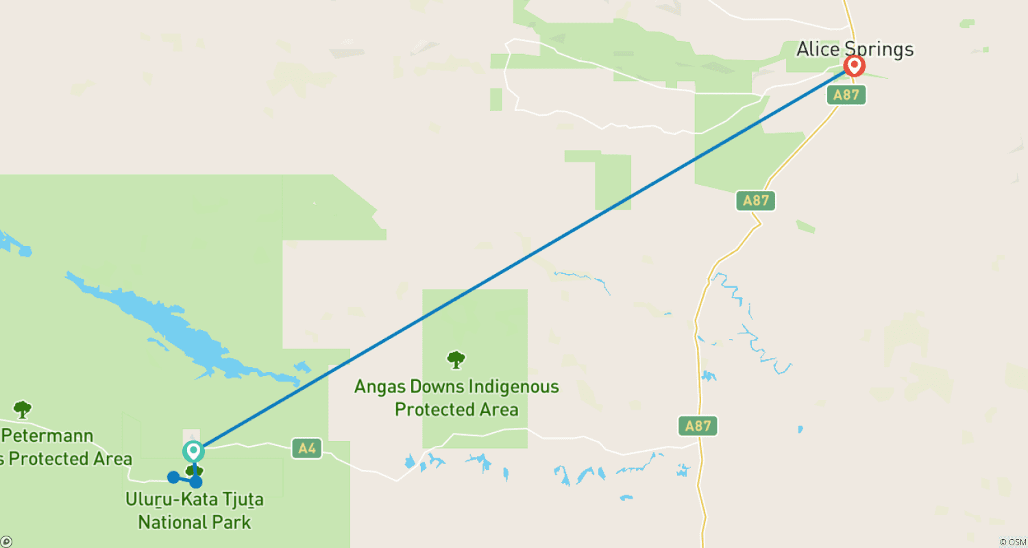 Mapa trasy: Uluru & Kata Tjuta Express