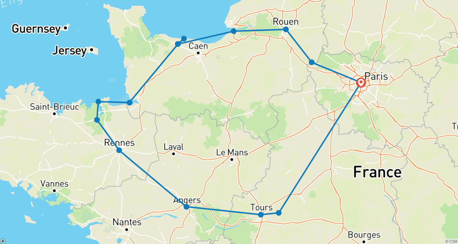 خريطة مسار Best of Northern France 2026