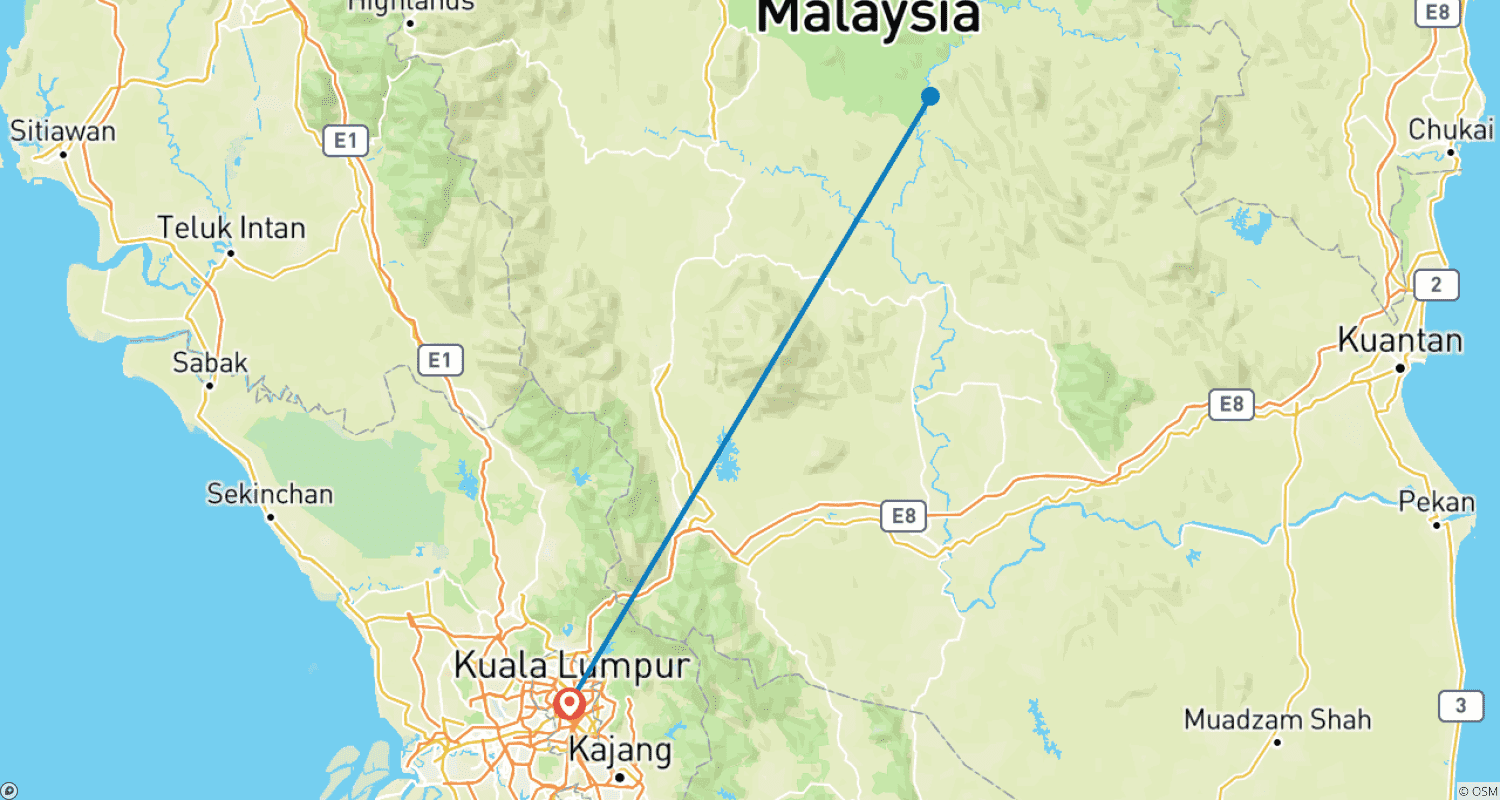 خريطة مسار رحلة Wild Taman Negara Express - 3 أيام