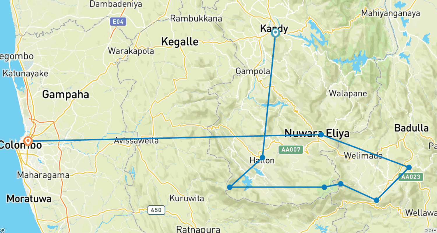 Mapa trasy: Hike Sri Lanka’s Pekoe Trail