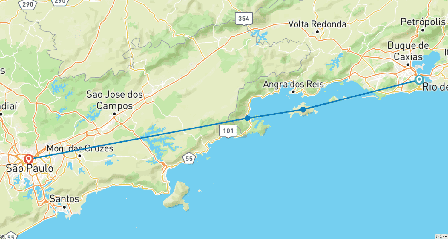 Mapa do percurso de Experiência Brasil