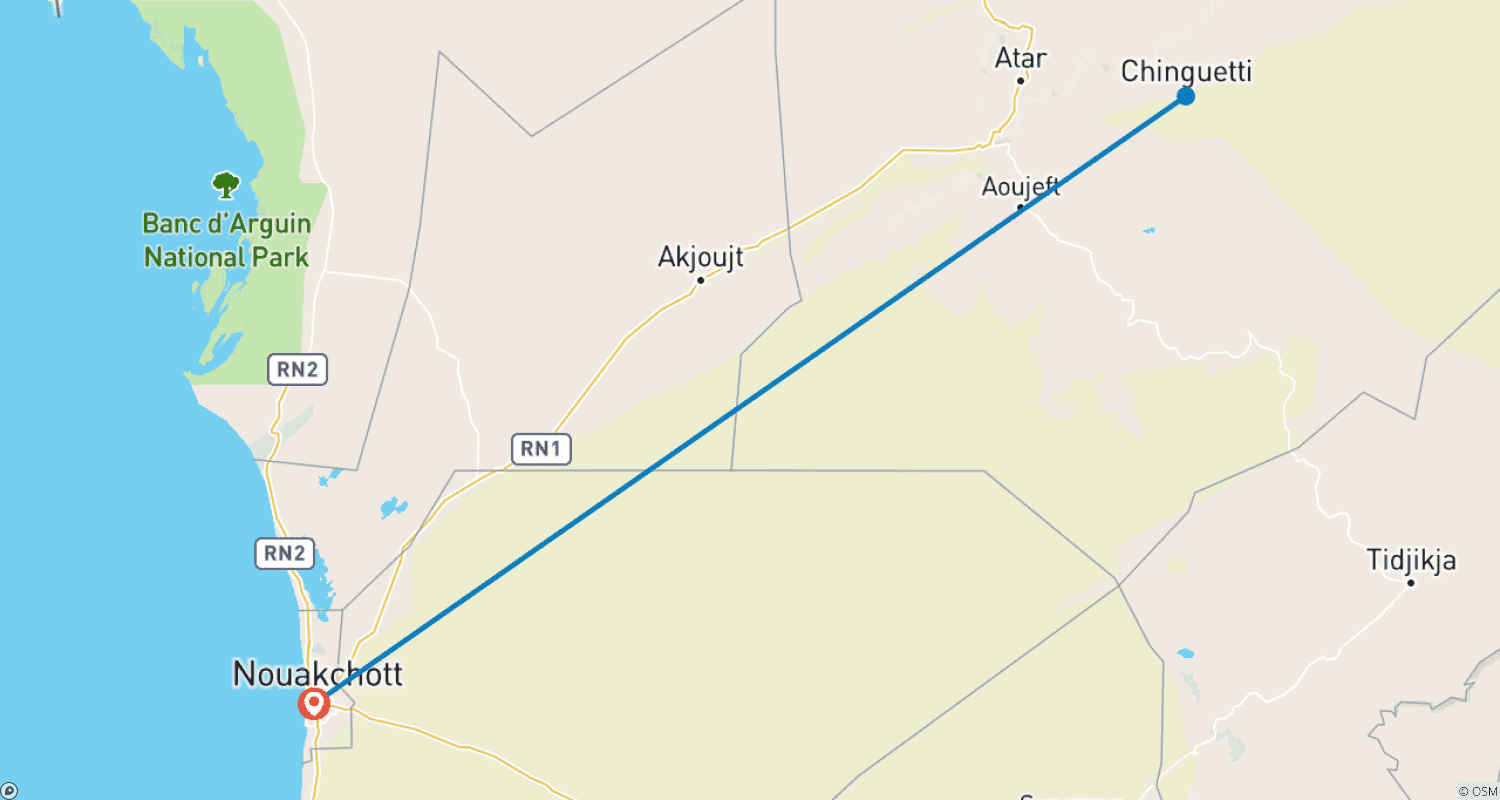Mapa do percurso de Discover Mauritania in 5 Days