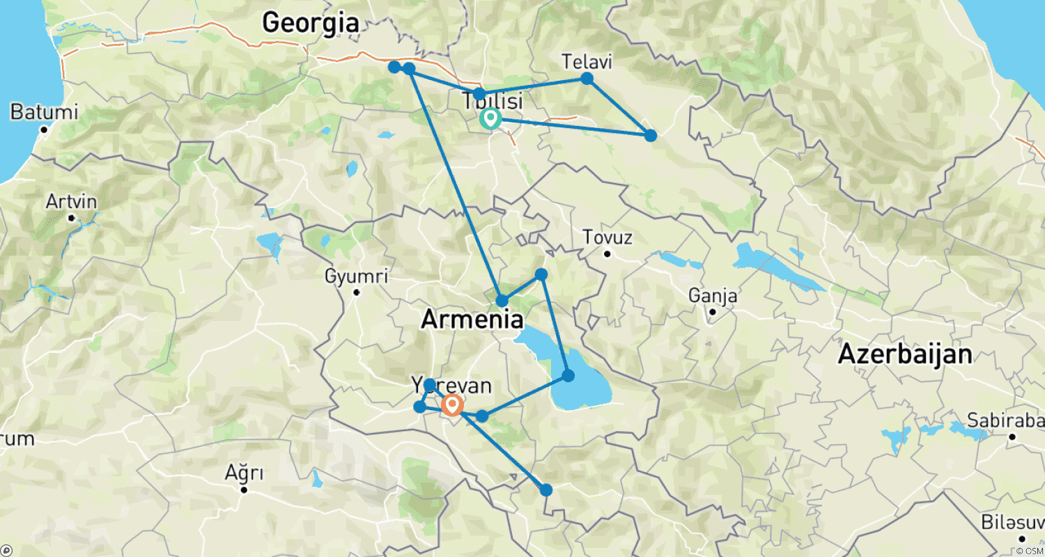 Premium Food and Wine Tour in Georgia and Armenia - Private Tourのルートマップ