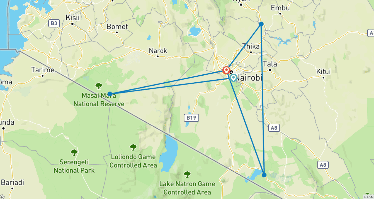 Mapa trasy: Przygoda w Kenii