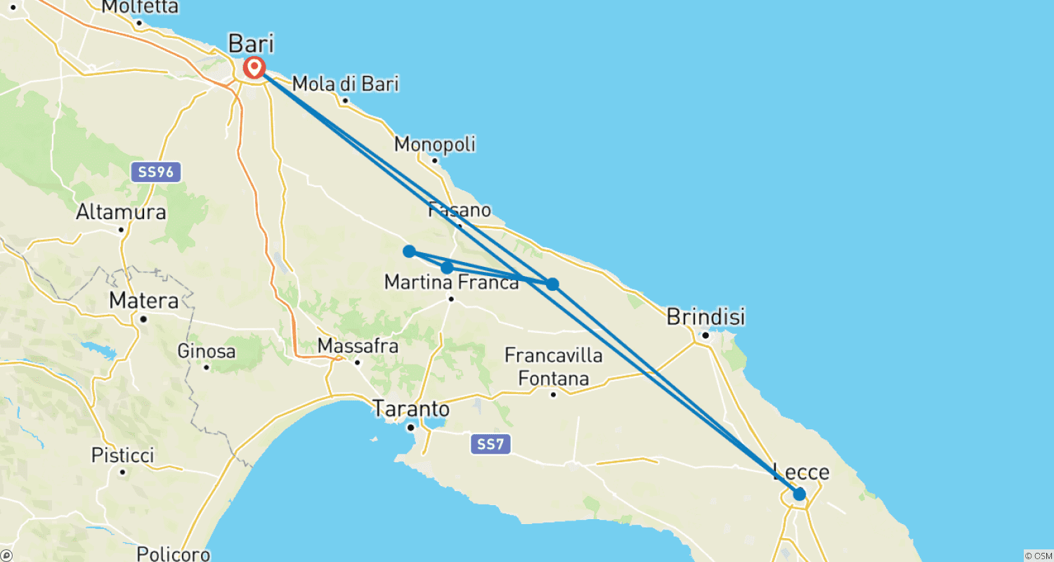 Mapa trasy: Puglia by Train - 7 days