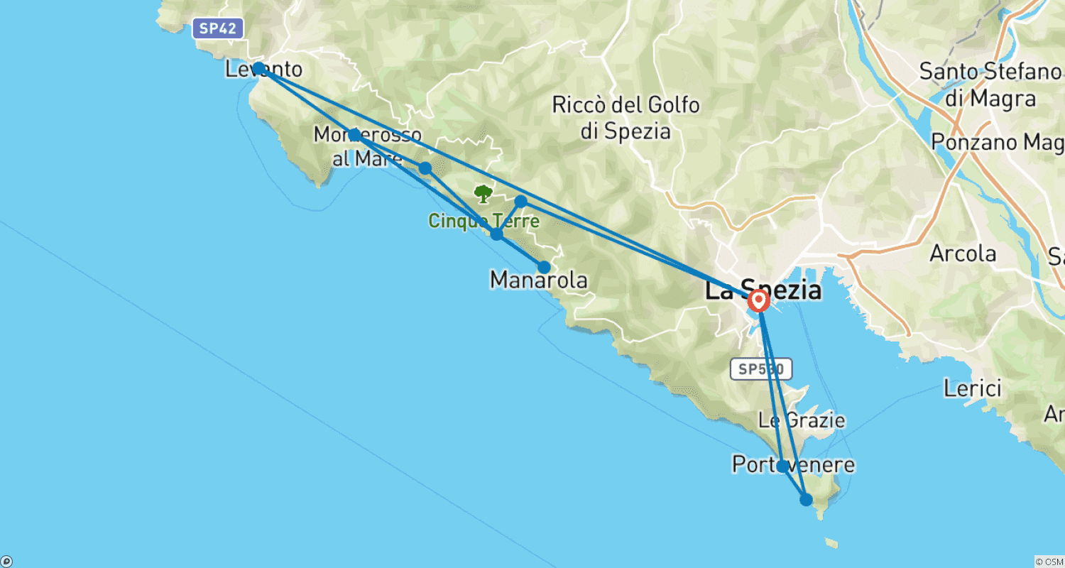 Mapa trasy: La Spezia & Cinque Terre - 4 days