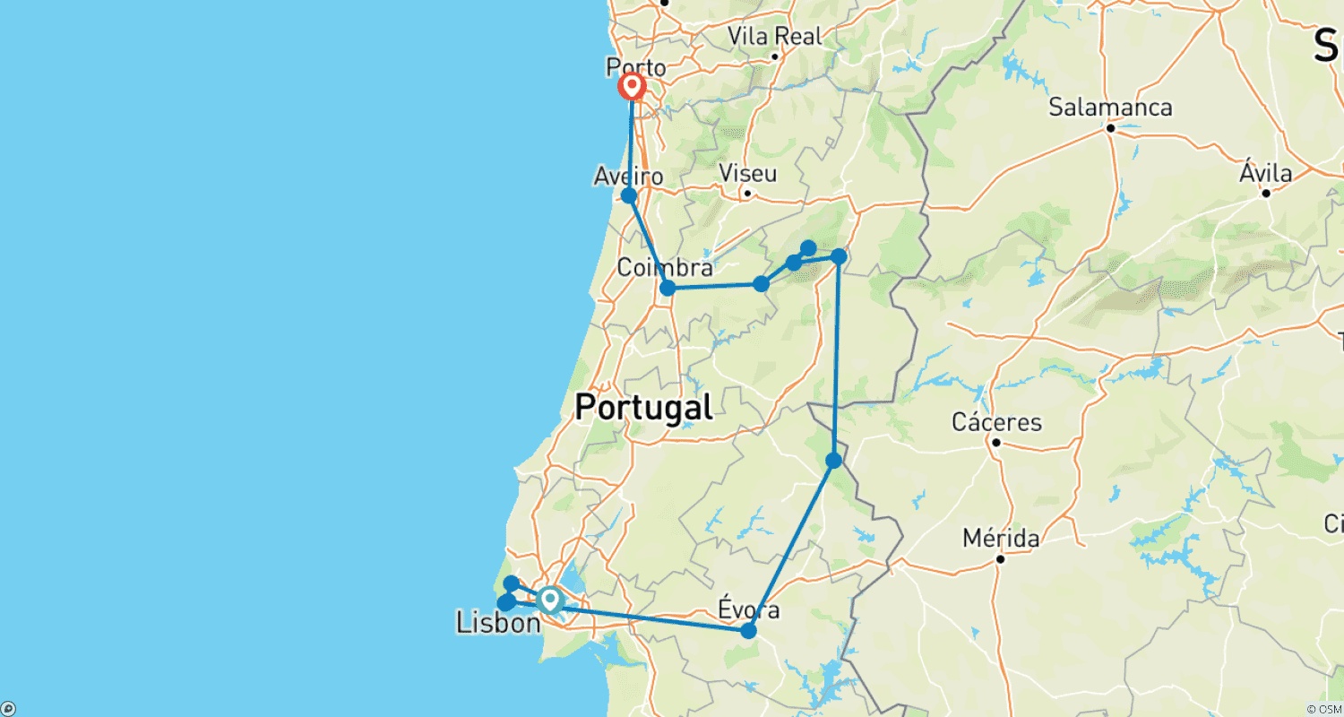 Historic Villages of Portugalのルートマップ
