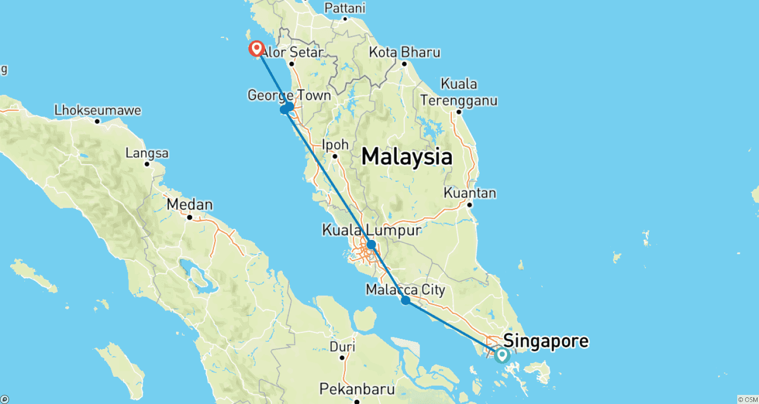 Mapa trasy: SAGA - Multi Countries - Malay Peninsula (14-Days)