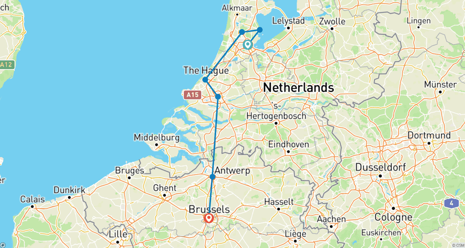 خريطة مسار The treasures of the north through Holland and Belgium (port-to-port cruise) (7 destinations)