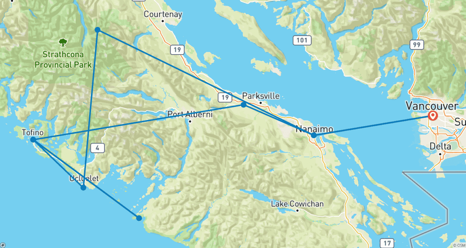 خريطة مسار Tofino Beach Camping Adventure - 3 days