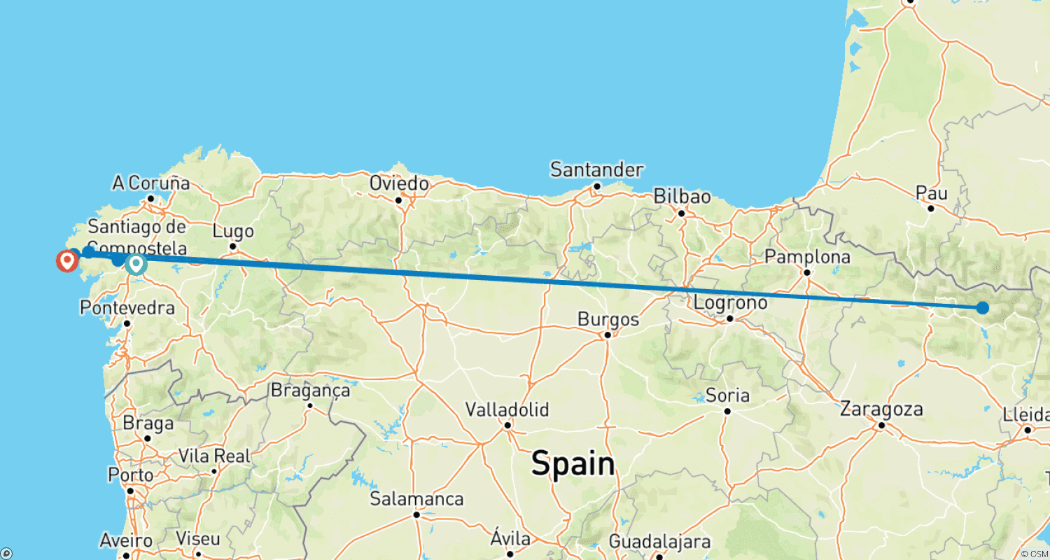 خريطة مسار Camino de Santiago Express - 6 days