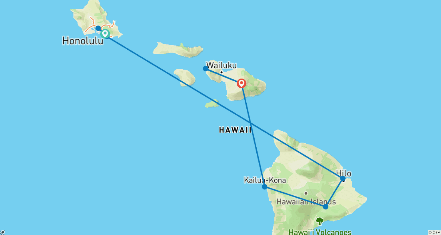 خريطة مسار Hawaiian Explorer (Intra Trip Air Hawaii 2 Flights)