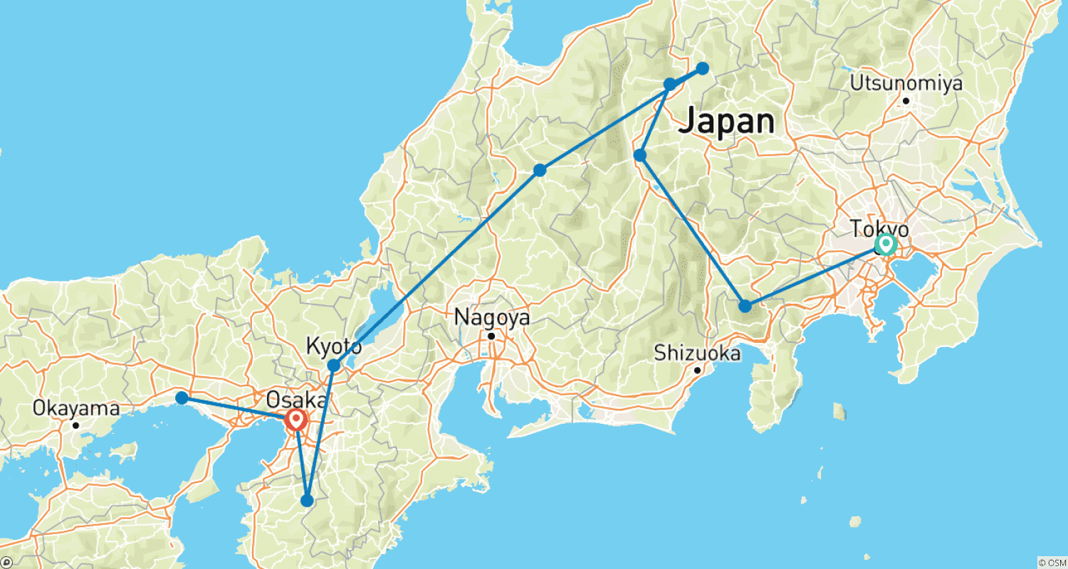 Mapa trasy: Nietypowa Japonia
