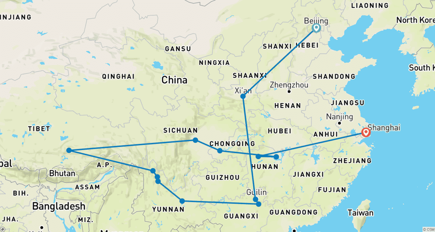 Mapa do percurso de China Suprema