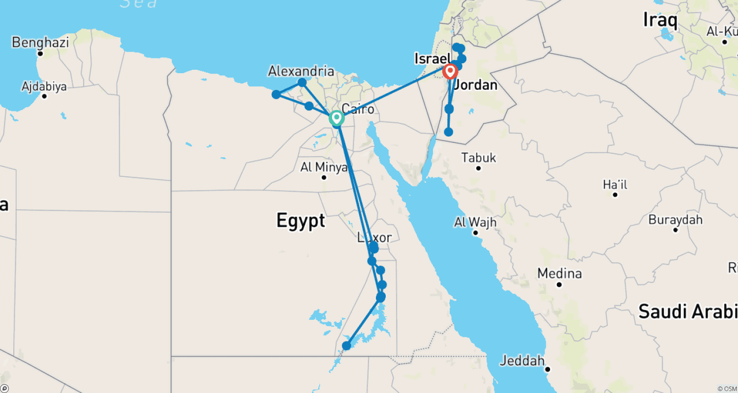 Mapa trasy: Egypt and Jordan Adventure