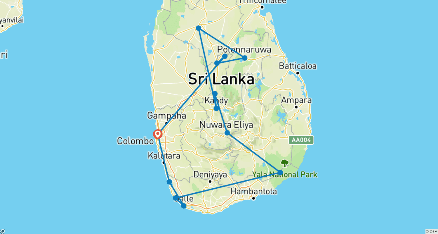 Mapa trasy: Christmas in Sri Lanka