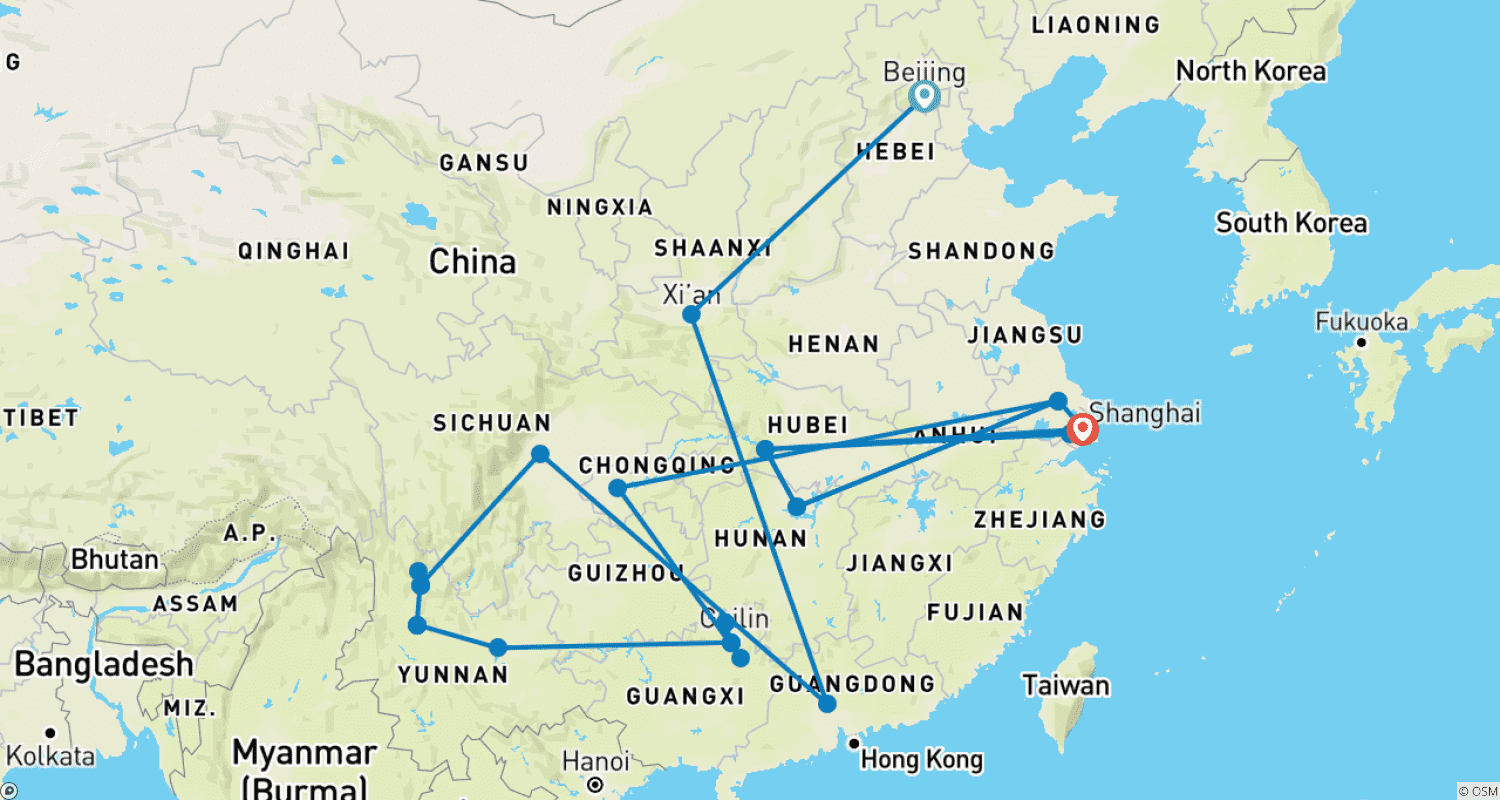 Mapa do percurso de China: The Big One