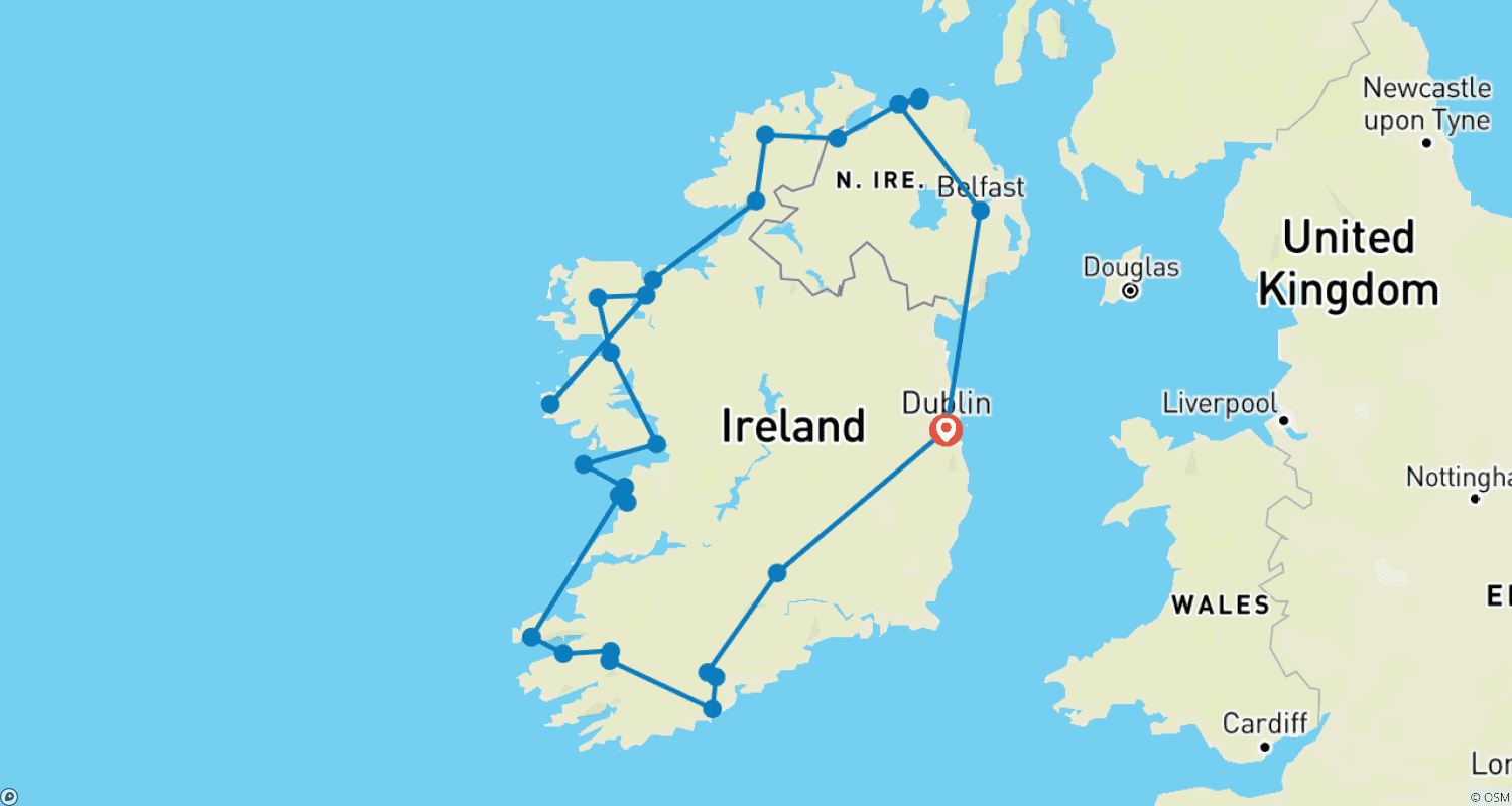 Mapa trasy: Totally Ireland - 11 days