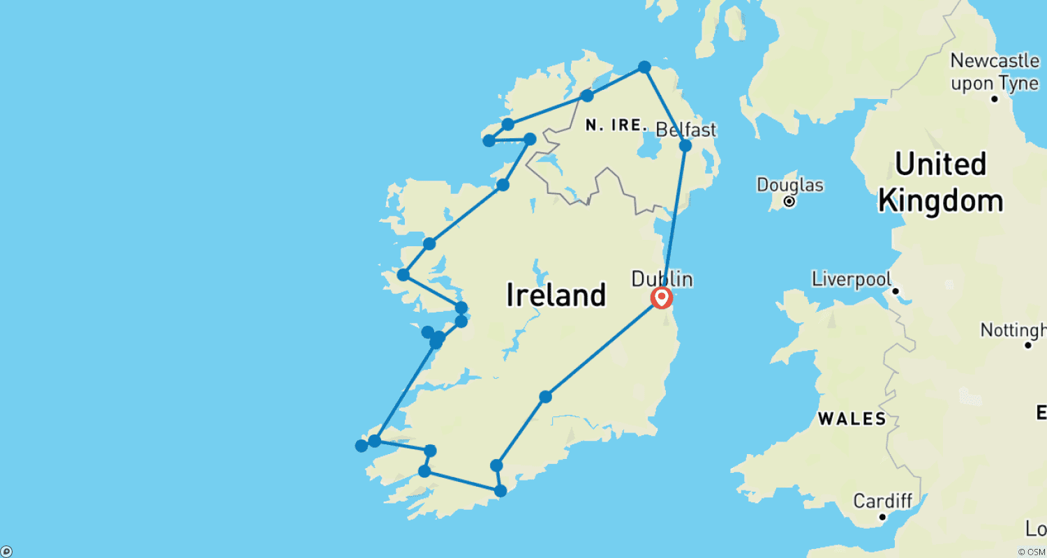 Mapa trasy: Classic Ireland - 10 days