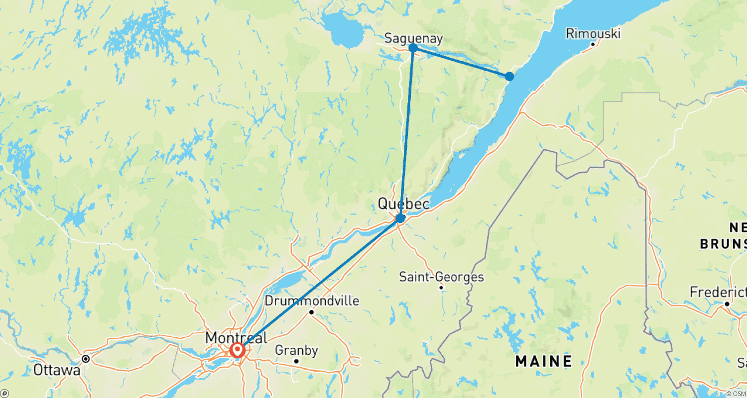 Mapa trasy: Northern Quebec: Summer Lodge Escape