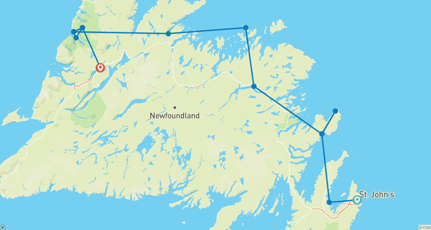 خريطة مسار Newfoundland Adventure: From Signal Hill to Gros Morne