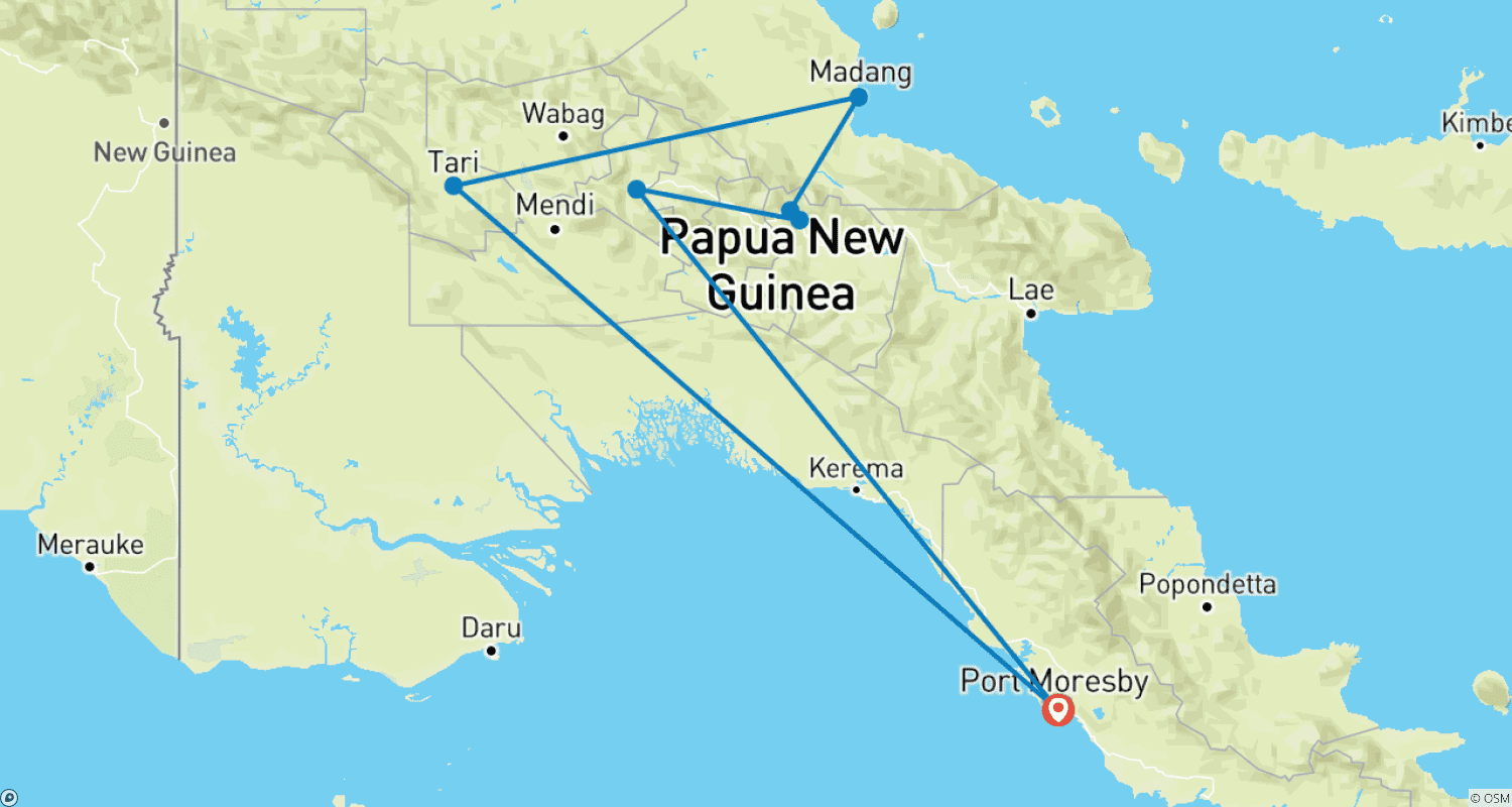 Mapa trasy: Papua-Nowa Gwinea: 10-dniowe Odkrycie Kultury i Przygody