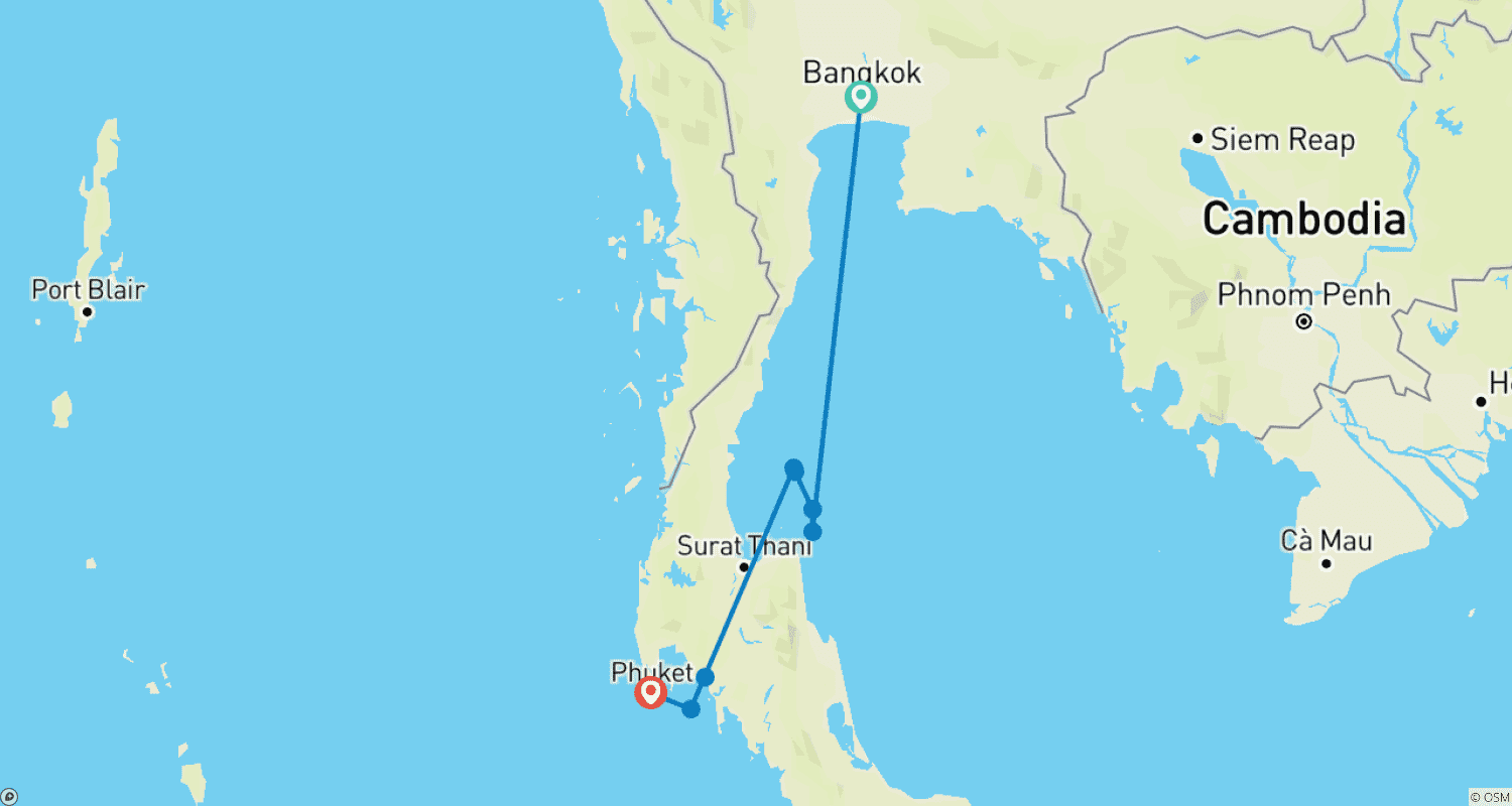 Mapa do percurso de Explorador de Ilhas Tailandesas
