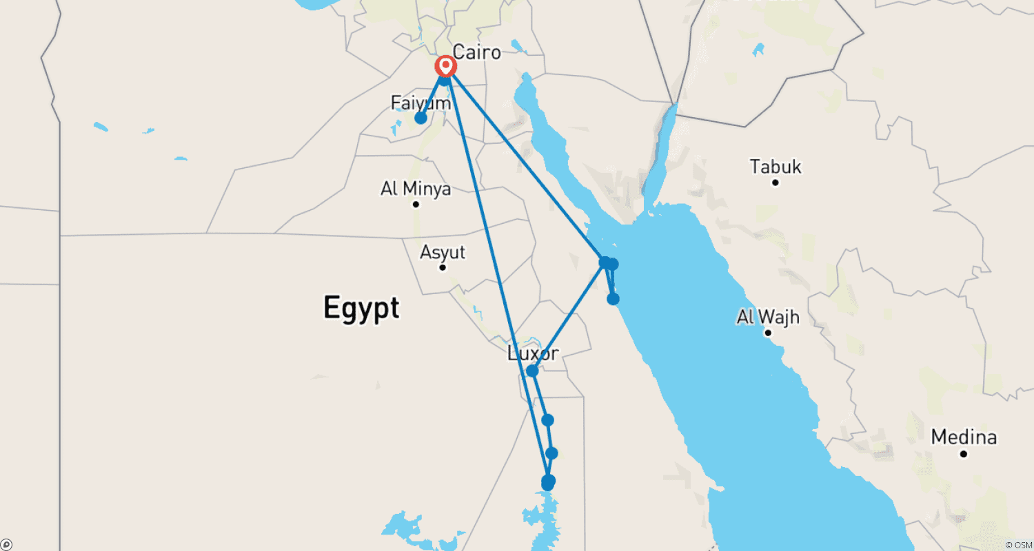 خريطة مسار مغامرة مصر المطلقة: الصحراء الكبرى ونهر النيل