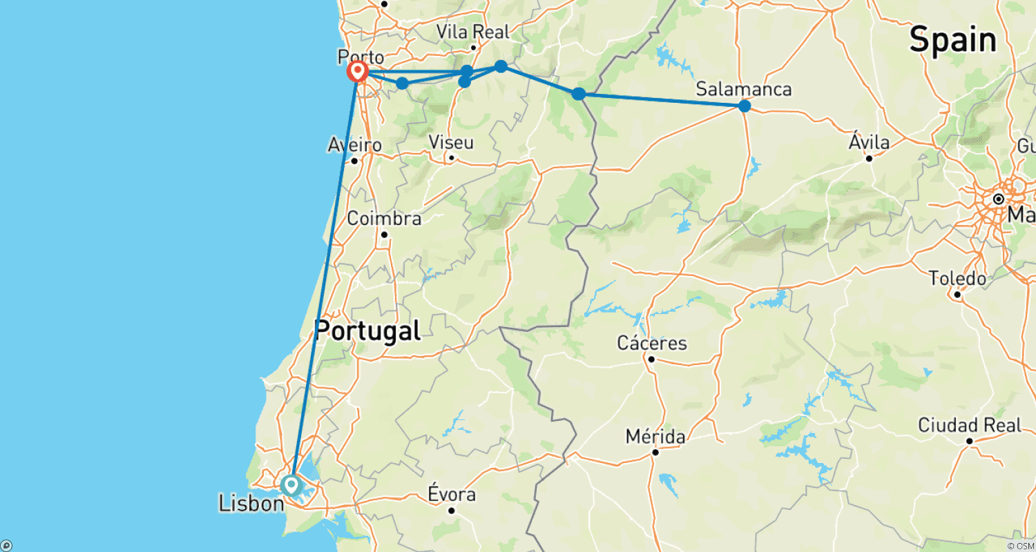 Mapa do percurso de Lisbon with Douro Discovery Lisbon → Porto (2027)