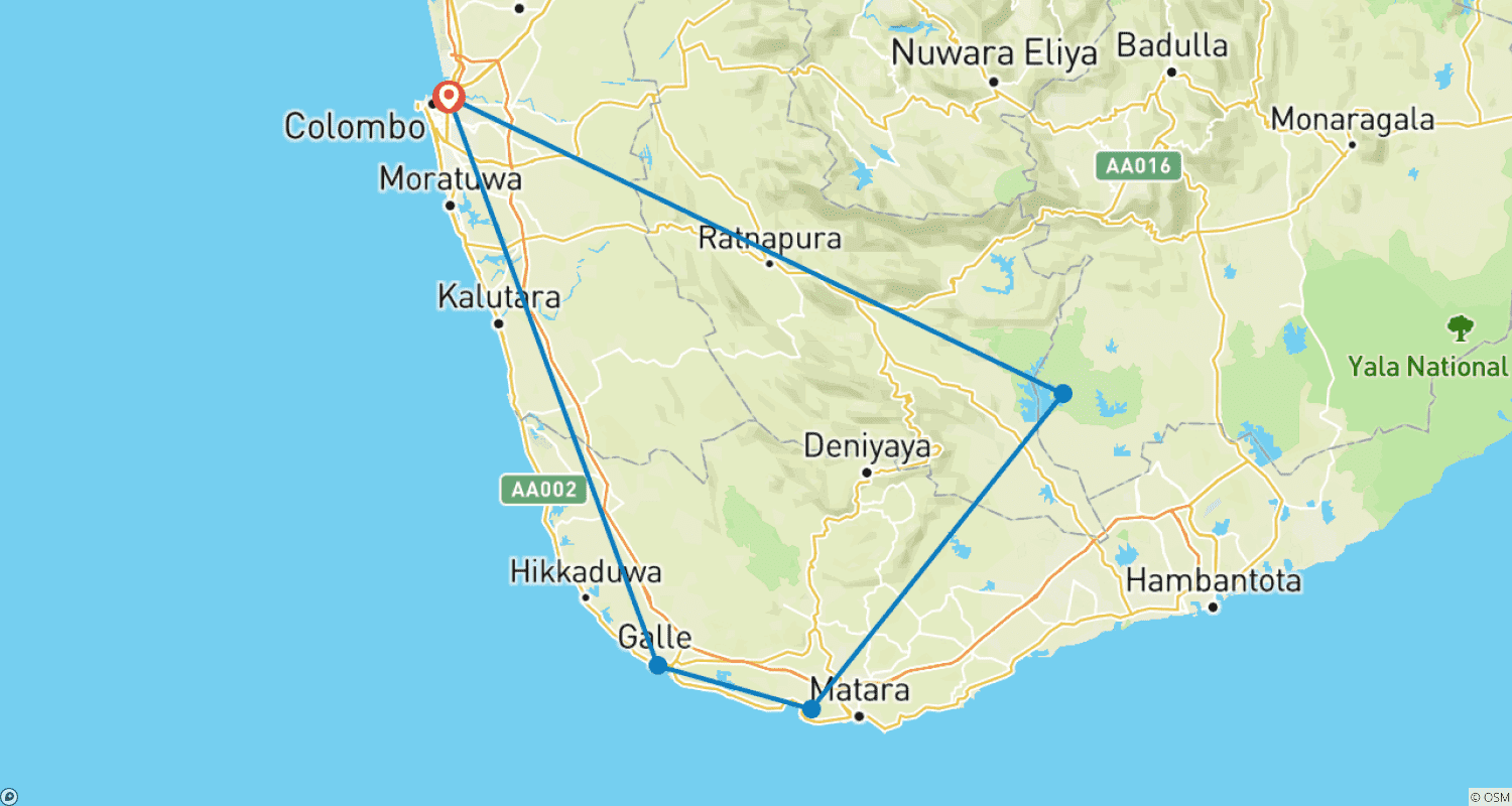 خريطة مسار 4 Days Tour from Colombo Airport / Sri Lanka