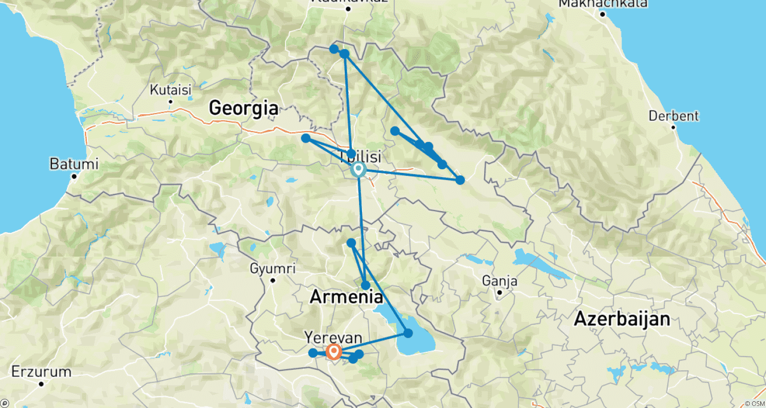 Mapa do percurso de A Journey Through Georgia and Armenia