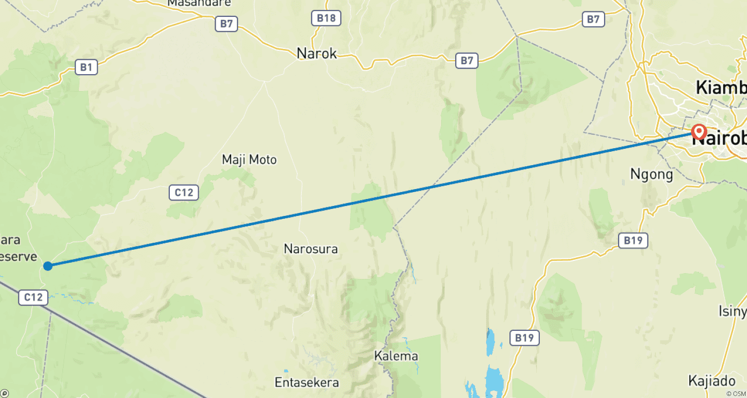 Mapa trasy: Masai Mara Camping Safari
