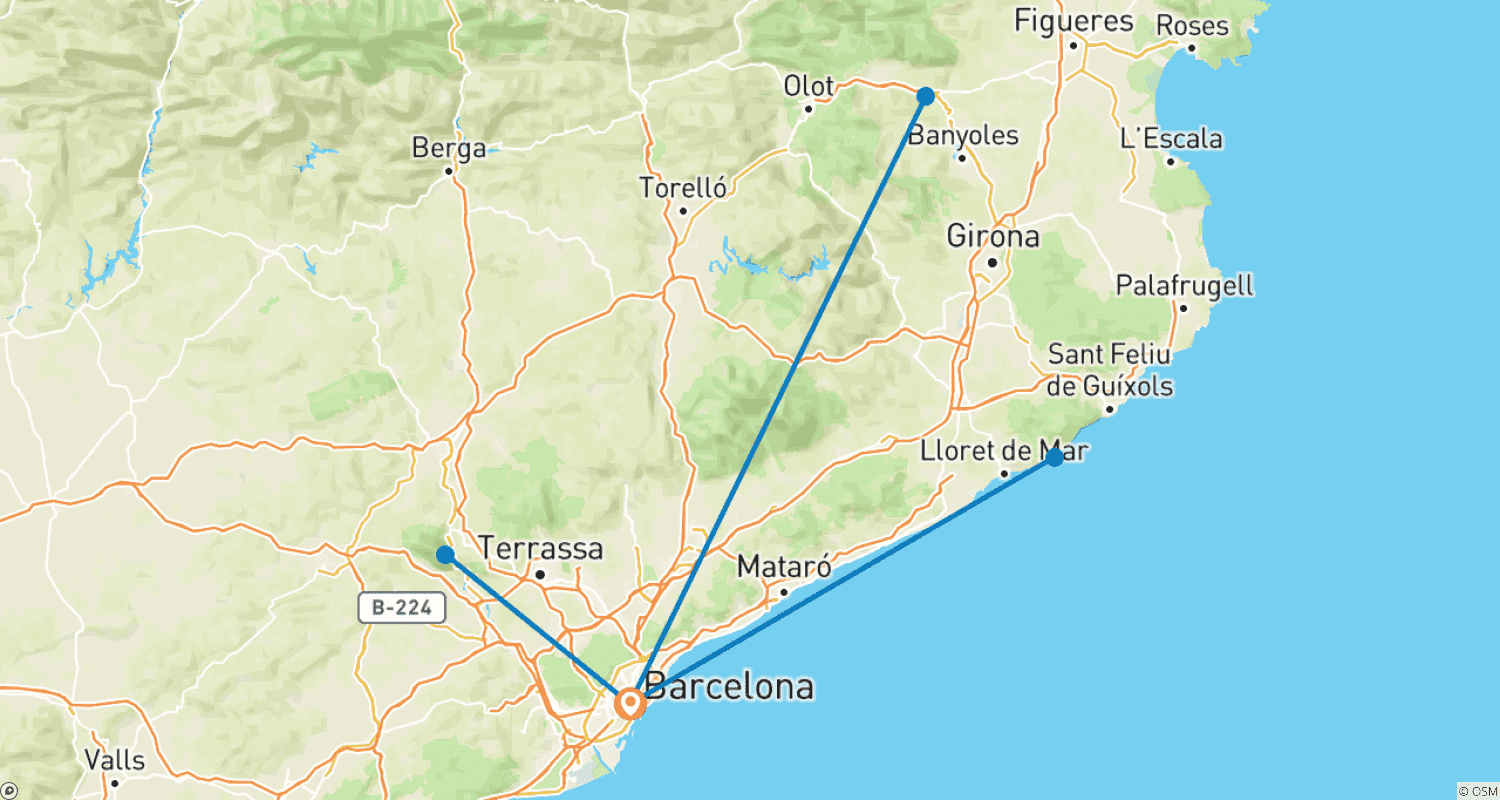 Mapa do percurso de 6 Dias em Barcelona: Cultura, Litoral e Charme Catalão
