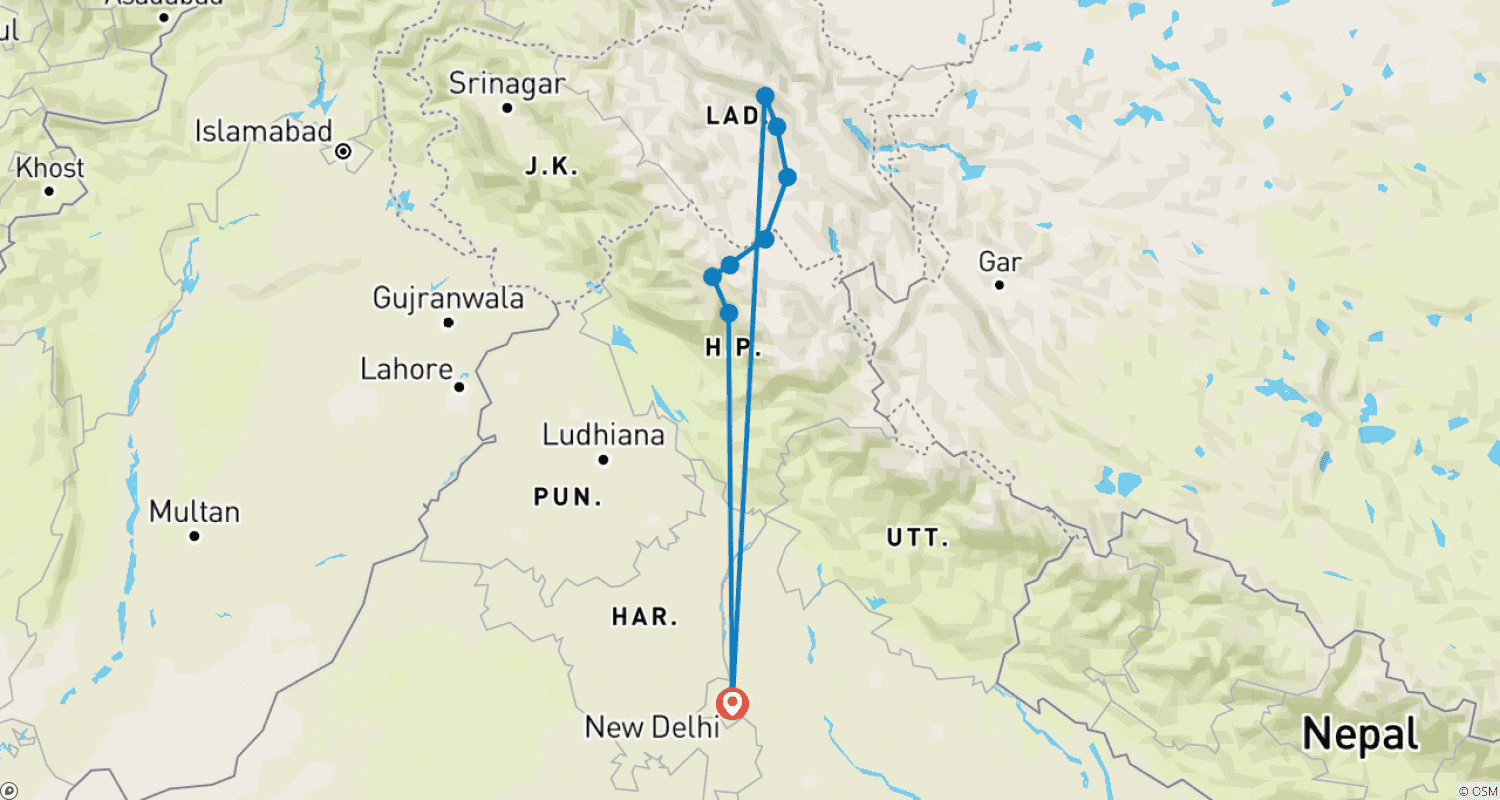 Mapa trasy: Ladakh By Cycle