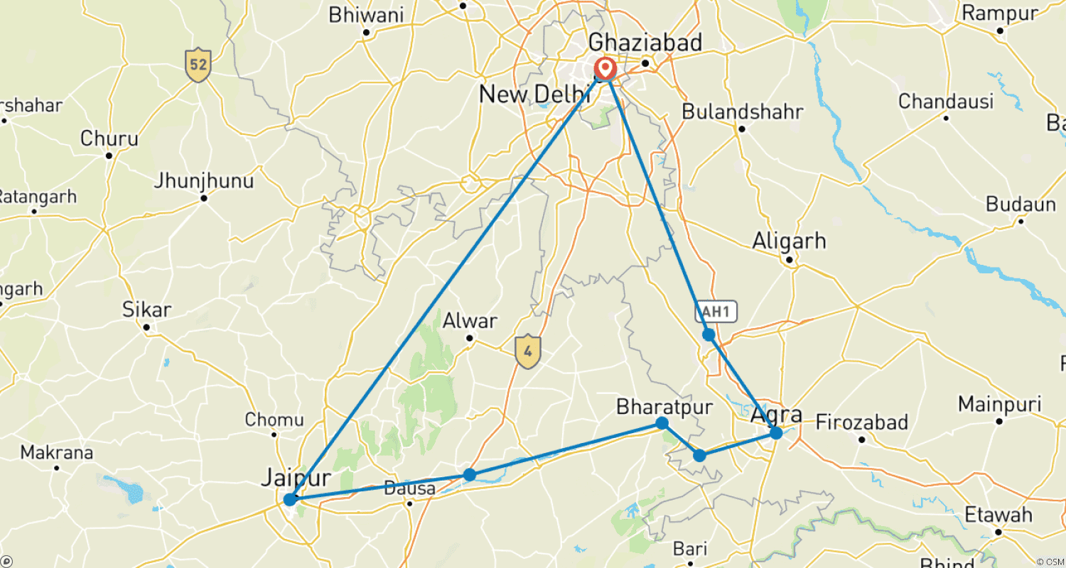Mapa trasy: Golden Traingle Cycle Tour