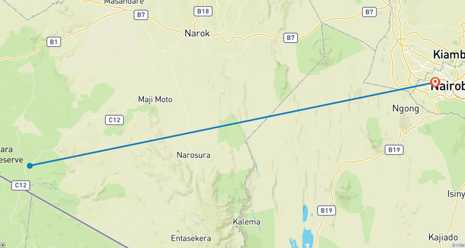 5 Day Masai Mara Budget Tented Camping Safari from Nairobiのルートマップ
