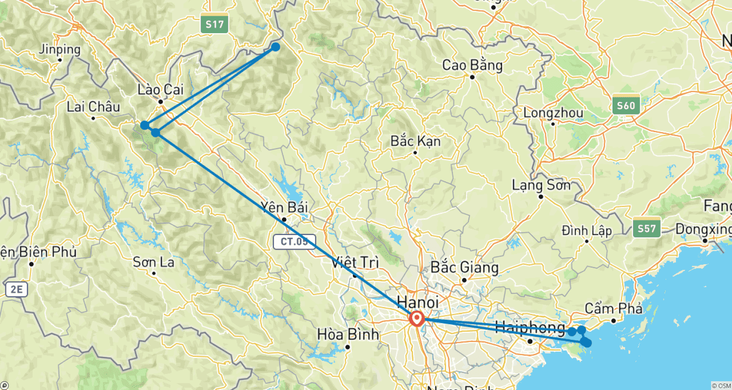 Mapa trasy: Wycieczka po Wietnamie: Melodia Gór i Morza w 8 Dni