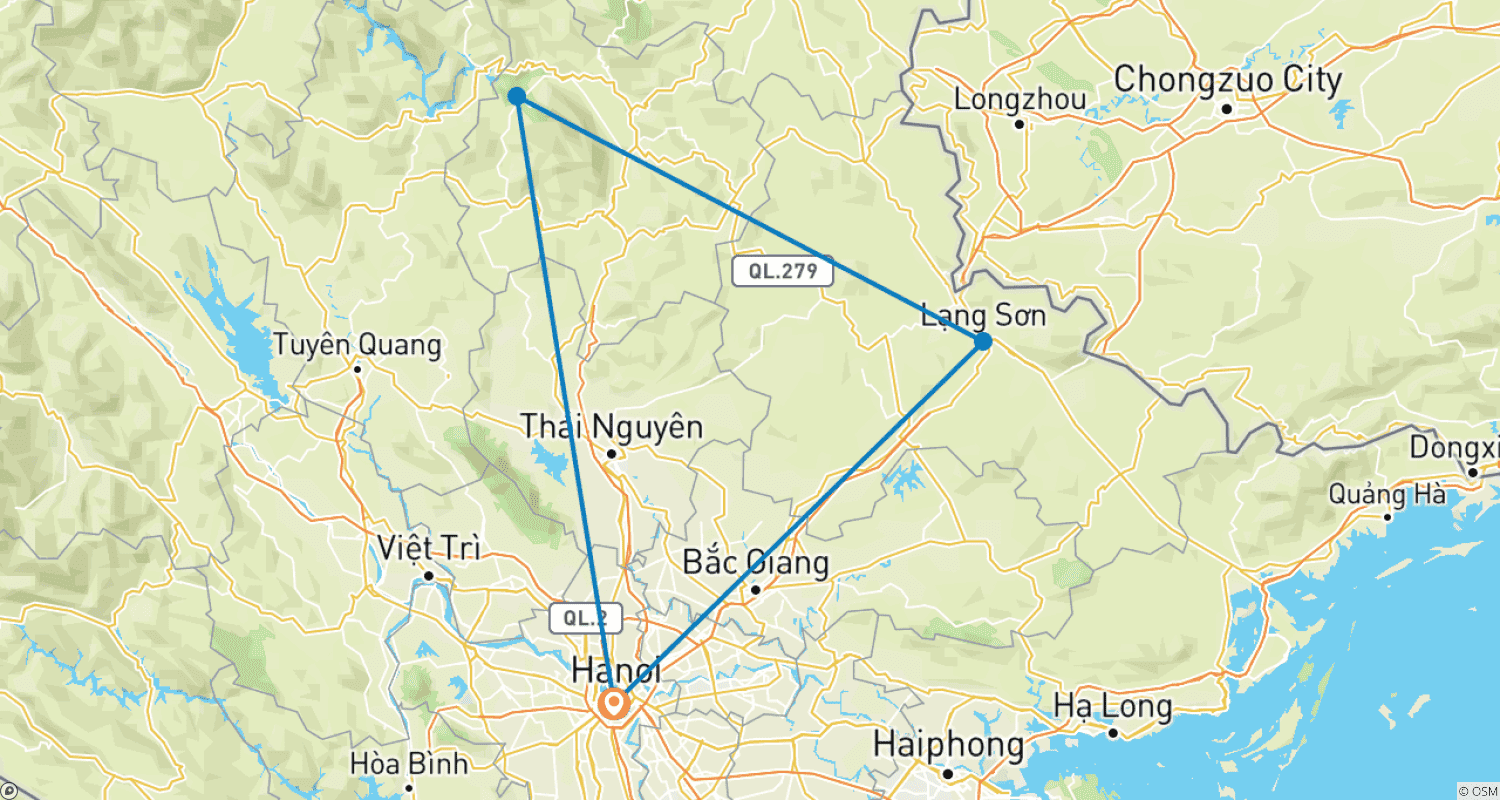 Mapa do percurso de Ban Gioc Waterfall - Ba Be Lake 3 days 2 nights