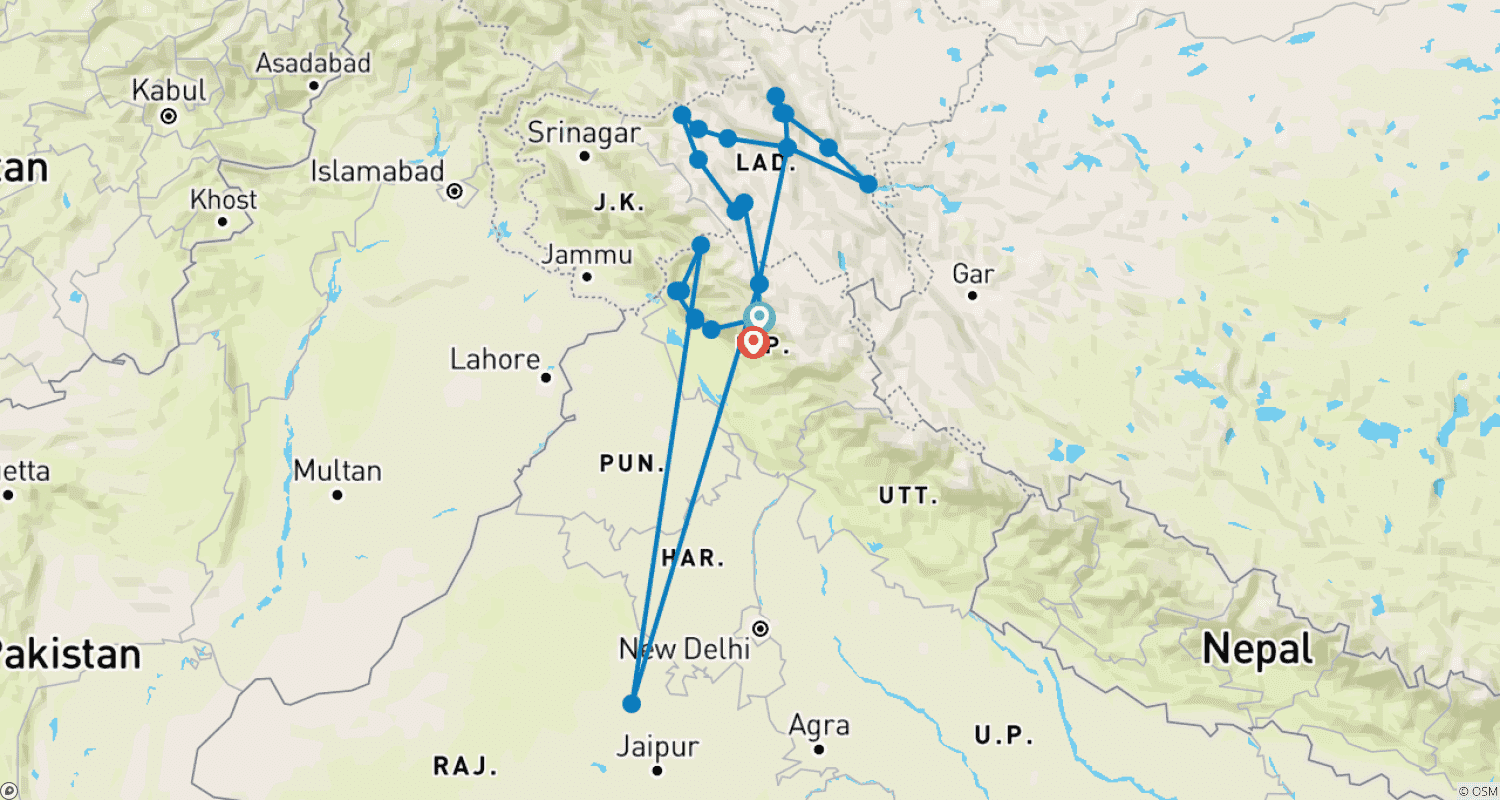 Mapa trasy: The Great Himalayan Expedition