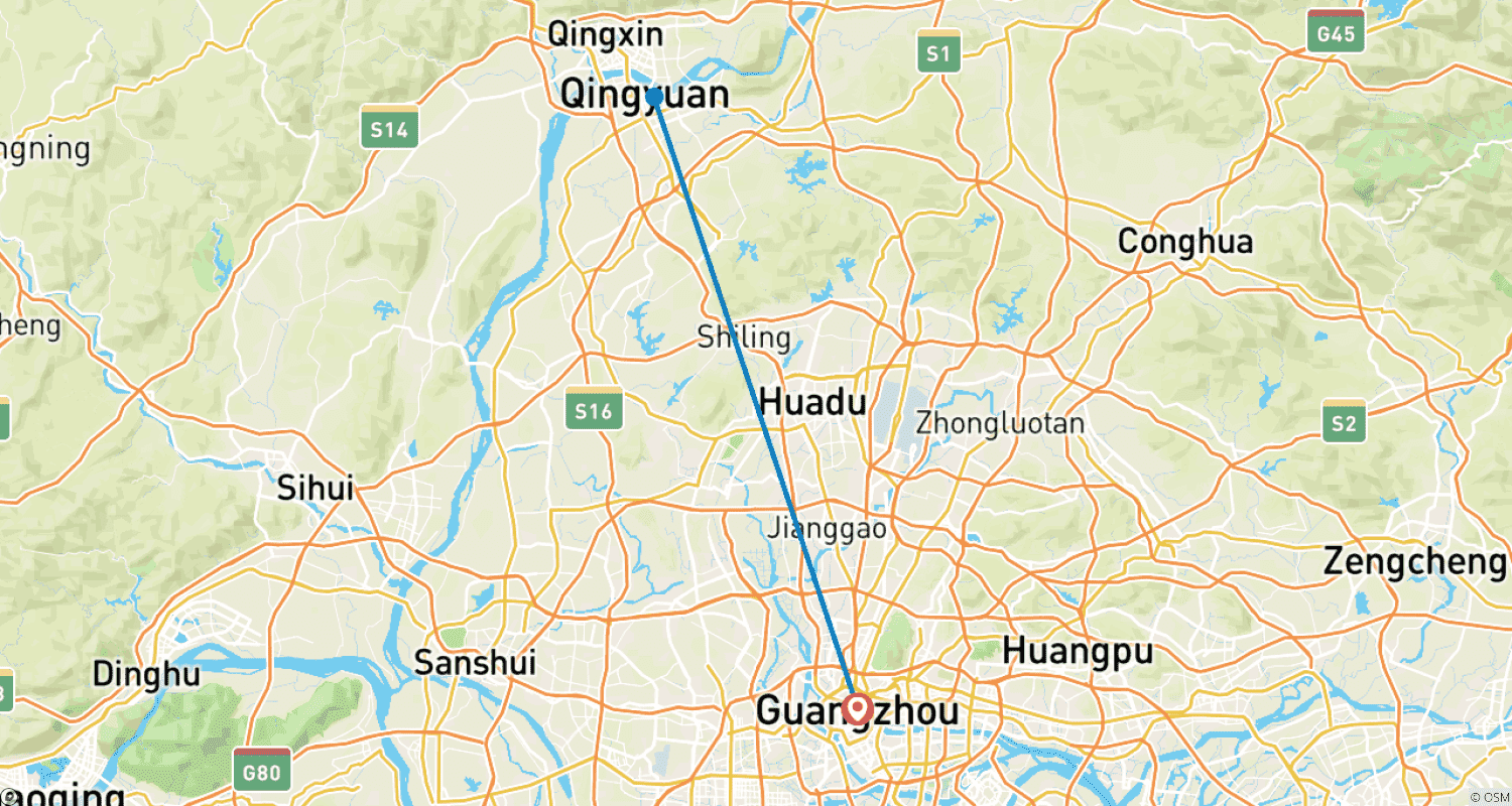 Mapa trasy: 5-dniowa wycieczka po najważniejszych atrakcjach Guangzhou