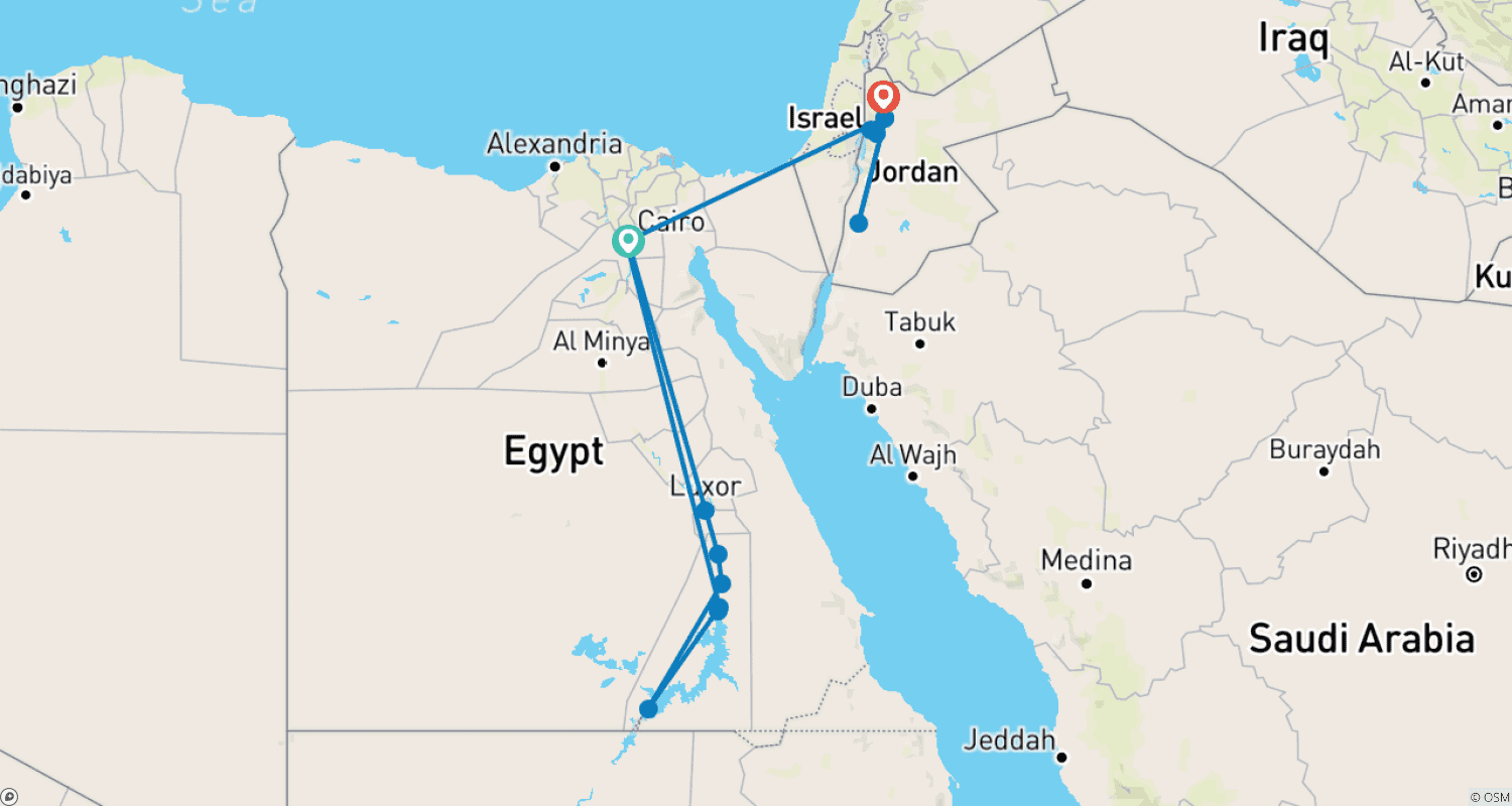 خريطة مسار مصر والأردن