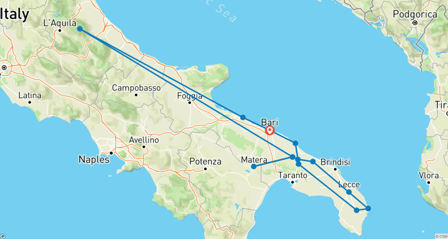 Mapa trasy: Najlepsze z Apulii: wycieczka w małej grupie