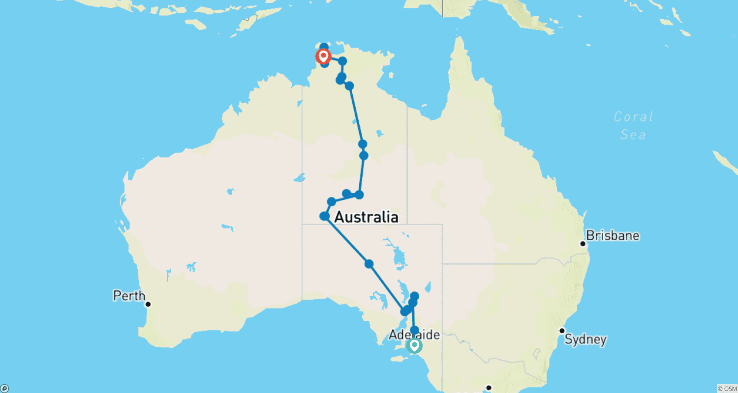 Mapa trasy: Outback Icons (Small Groups)